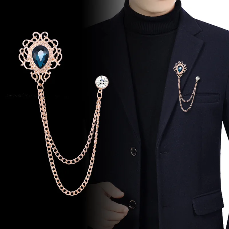 Men Accessories Jewelry - Épingle à revers en cristal strass