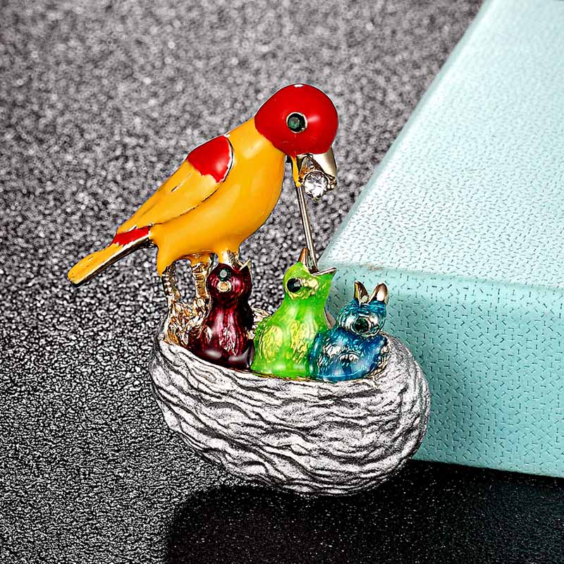 Men Accessories Bouquet - Zlxgirl Broches en émail motif oiseaux,