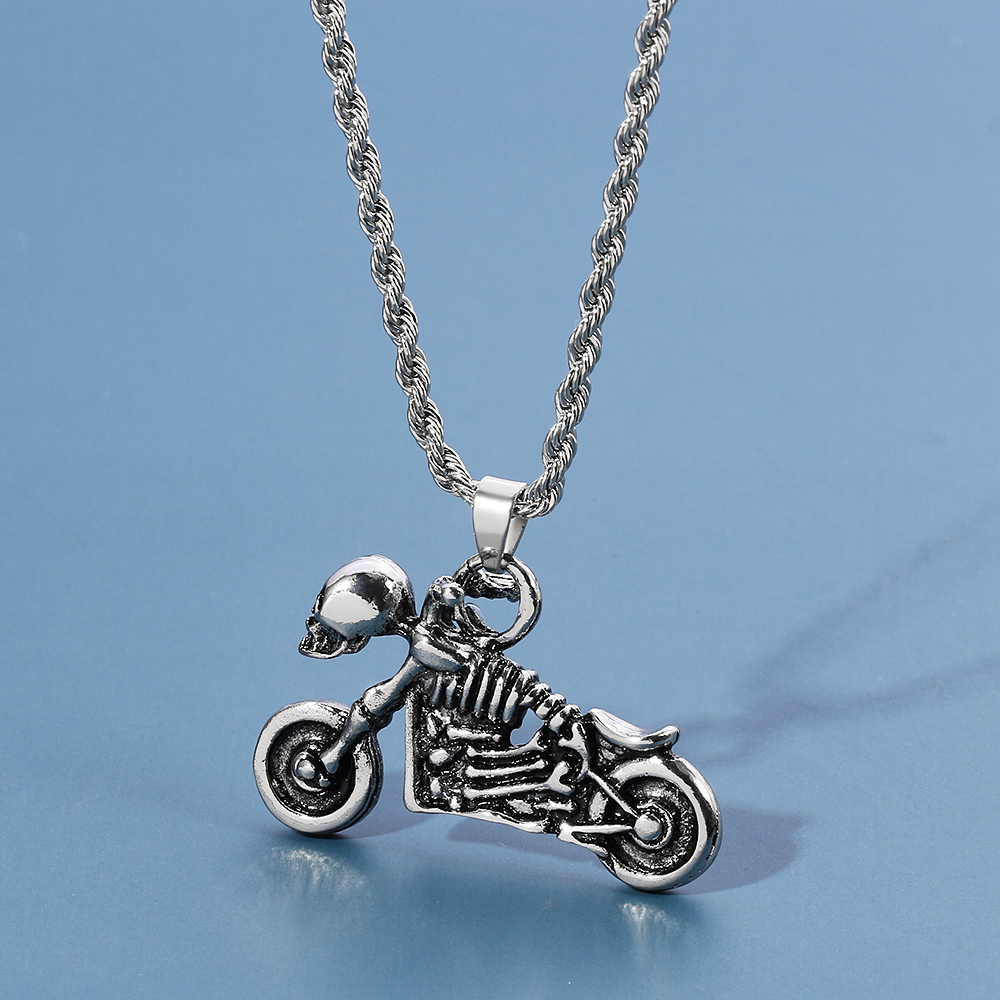 Men Accessories Style - Collier Rétro Hip Hop Squelette Moto,