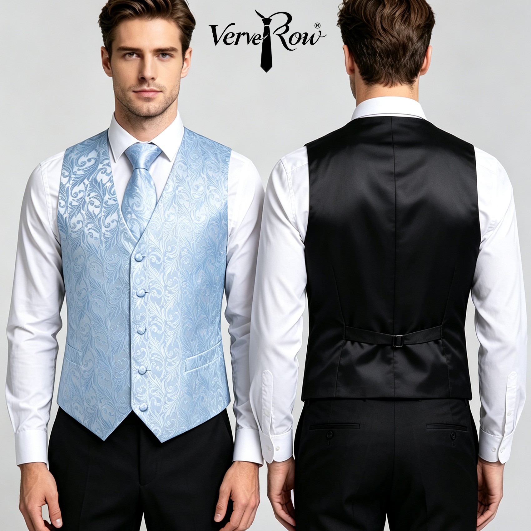 Men'S Accessories Office - Ensemble 3 pièces bleu clair jacquard