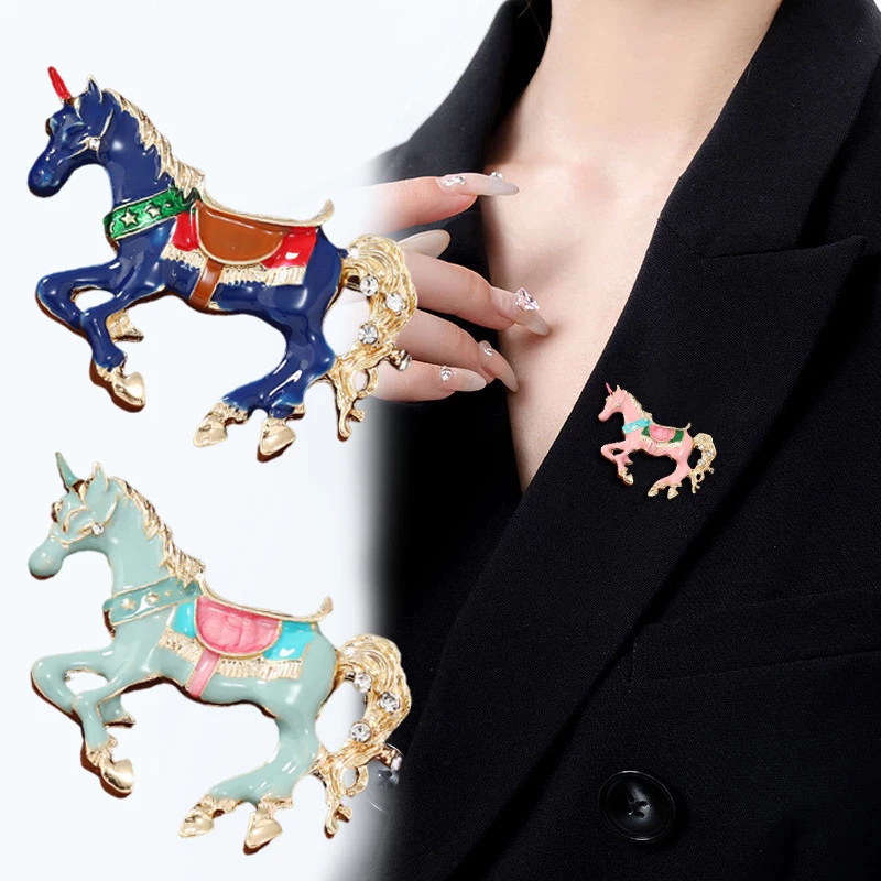 Men Accessories Bouquet - Broches cheval en émail Vintage, épingles
