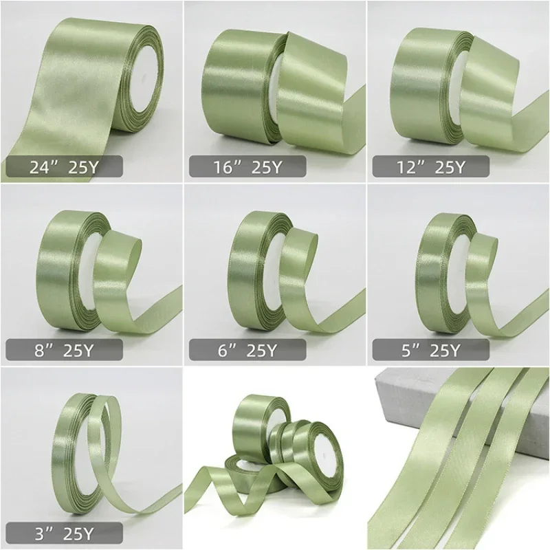 Men Accessories Bouquet - Ruban vert sauge de 25 mètres,