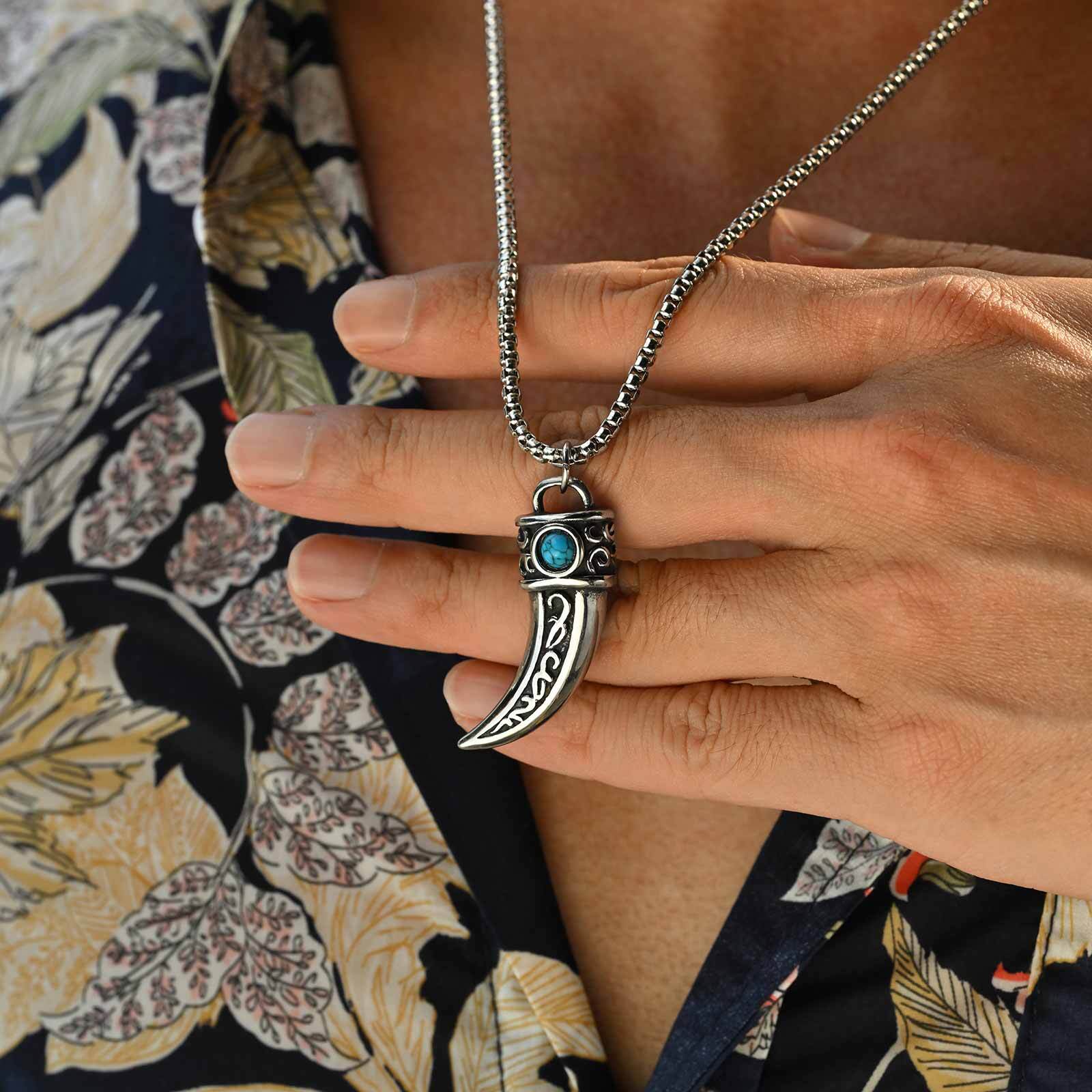 Collier à breloques en corne V - Men Accessories Ethnic avis et prix