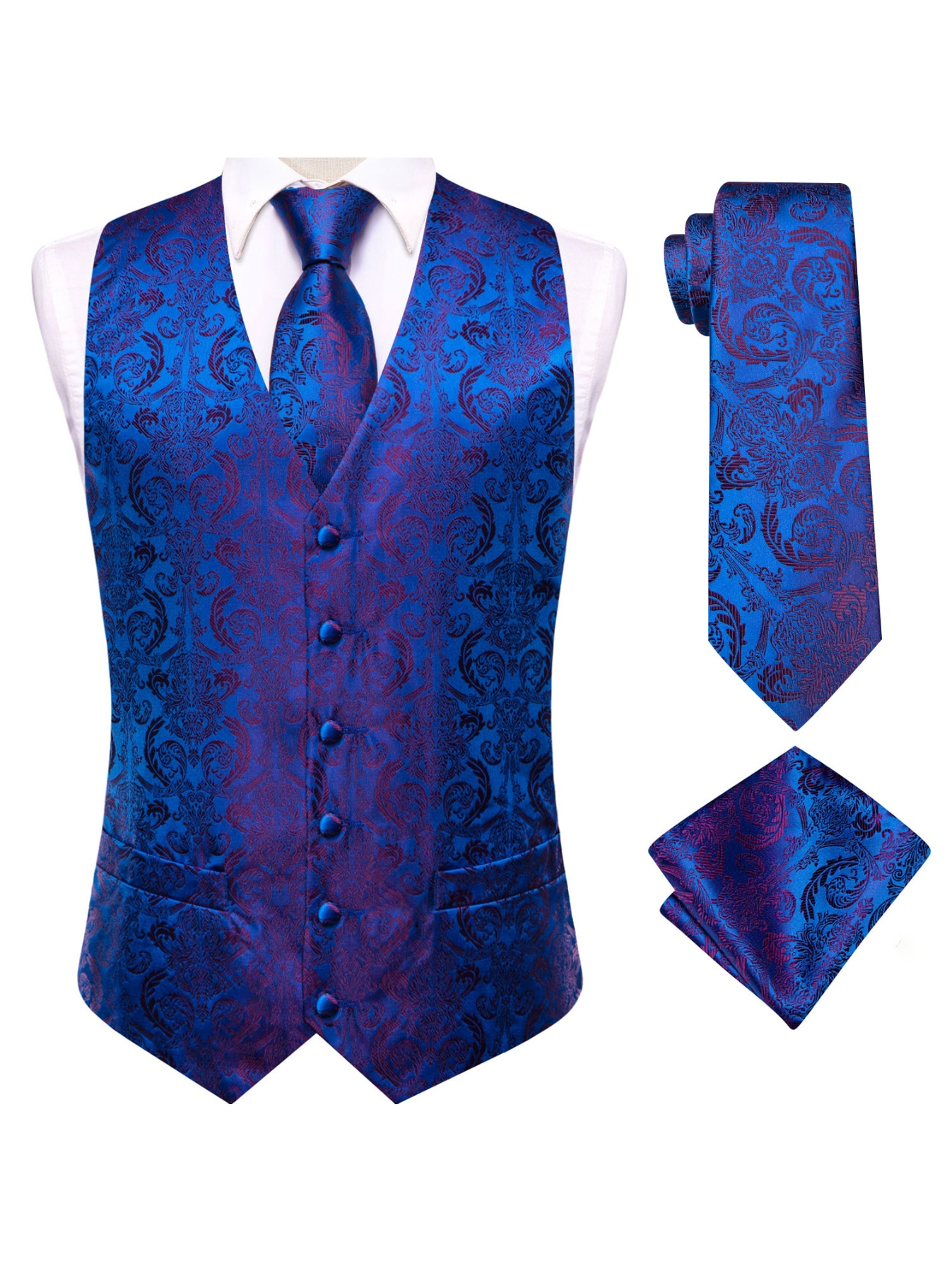Ensemble 3 pièces bleu jacquar - Men'S Accessories Office avis et prix